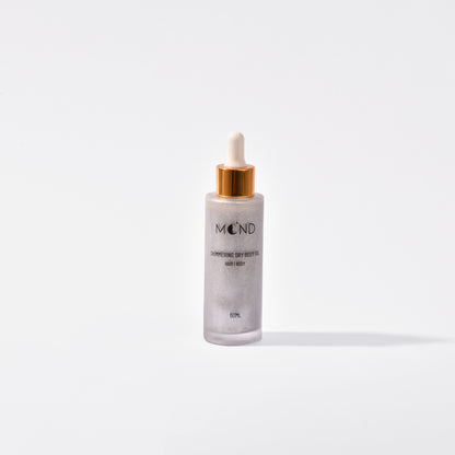 Holographic shimmering dry oil.
